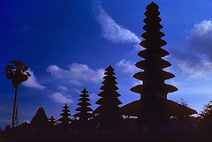 Silhouettes of temples on Bali