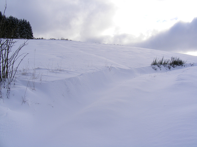 Schneewehe im Weg