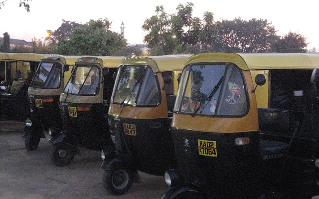 Autorickshaws at rest