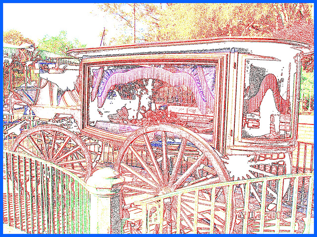 Corbillard de la Haunted Mansion hearse - Disneyworld / Orlando, Florida. USA - Photofiltre en contours de couleurs - 27 décembre 2006