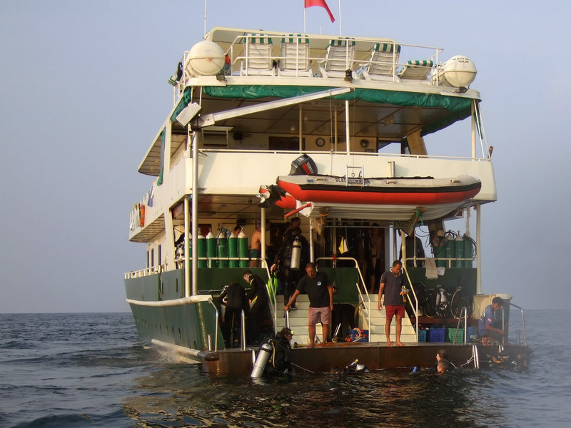 Getting on board after the dive