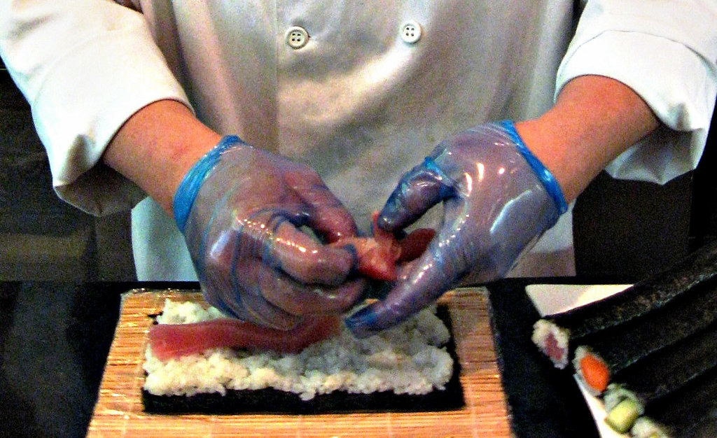 Preparing sushi