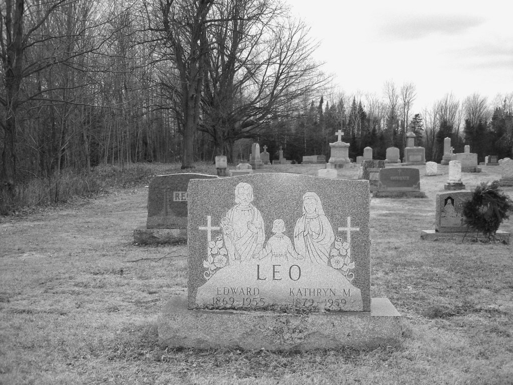 Immaculate heart of Mary cemetery - Churubusco. NY. USA.  March  29th 2009 -  B & W