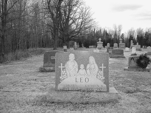 Immaculate heart of Mary cemetery - Churubusco. NY. USA.  March  29th 2009 -  B & W