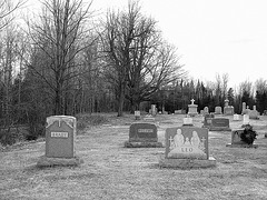 Immaculate heart of Mary cemetery - Churubusco. NY. USA.  March  29th 2009 -  B & W