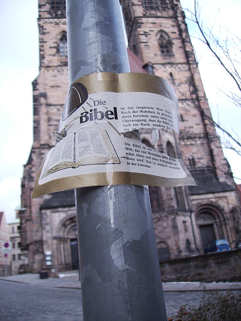 bible on lamppost