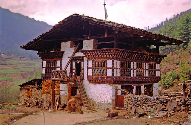 Traditional Bhutanese farm house