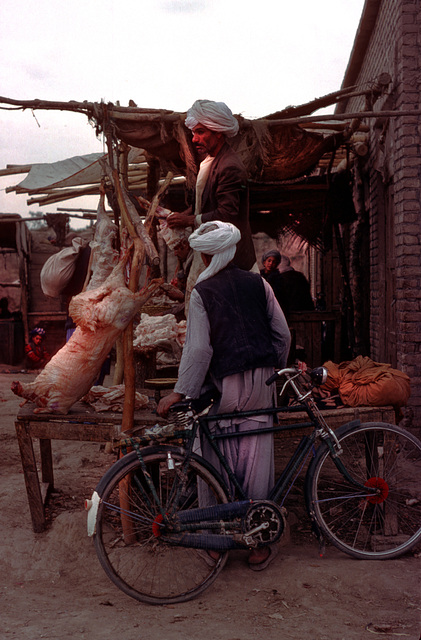 Butcher selling mutton