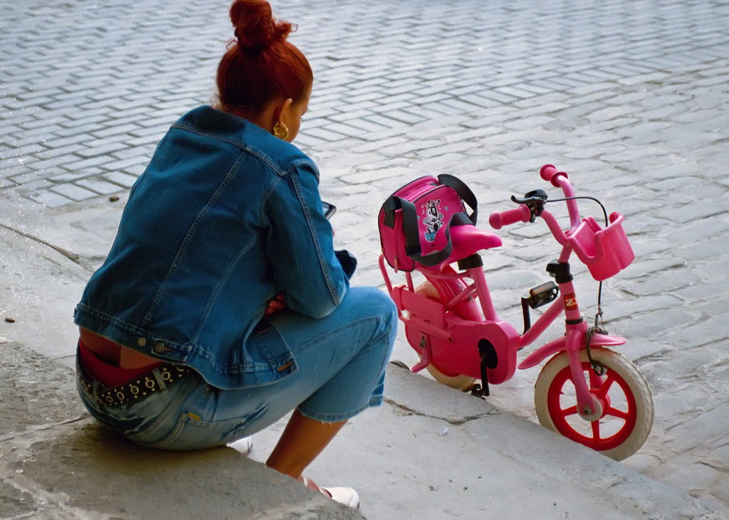 pink cruiser of a blue lady