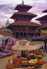 Market in front of the pagoda in Patan