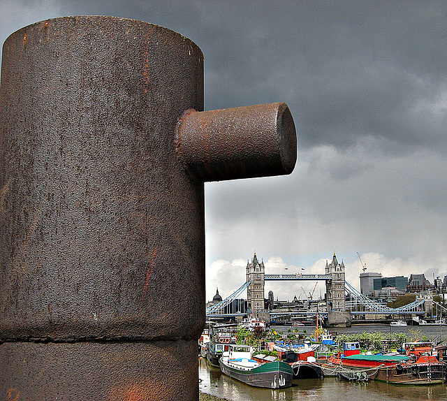 Tower bridge and post