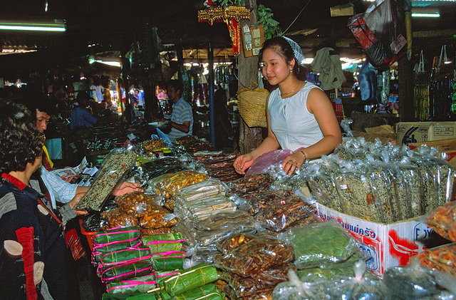 Inside Talat Dala market hall in Luang Prabang