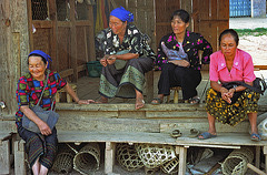 Laotian women at the veranda