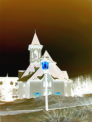 Abbaye St-Benoit-du-lac  /  St-Benoit-du-lac  Abbey -  Quebec, CANADA /  February 7th 2009 - Effet de négatif   / Negative effect.