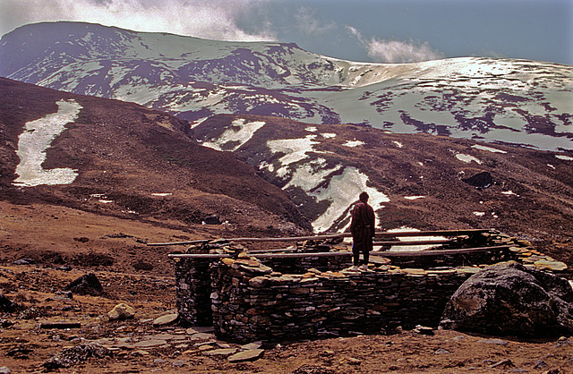 A stone hut without a roof