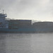 Feeder-Containerschiff  LARISSA im Morgennebel