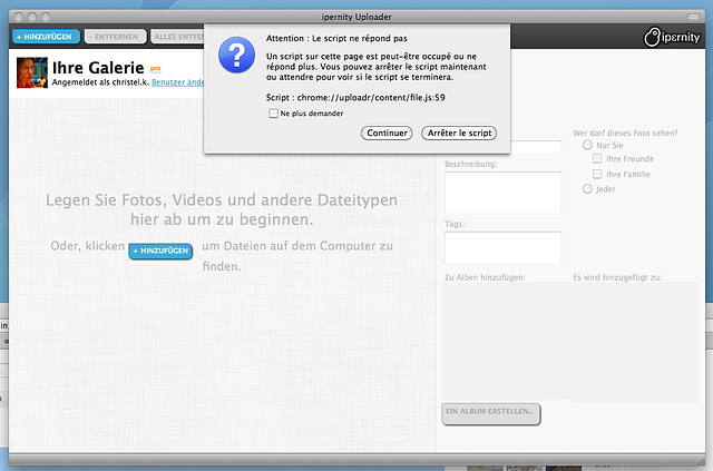 Ipernity Uploader funktioniert nicht!