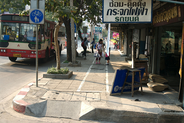 Bikeway and sidewalk