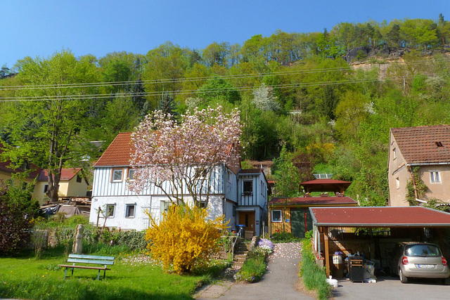 Mein Haus im Frühling - mia domo en la printempo