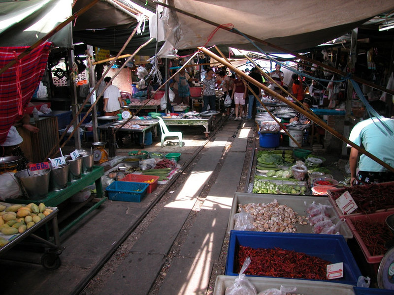 Food market and train railway