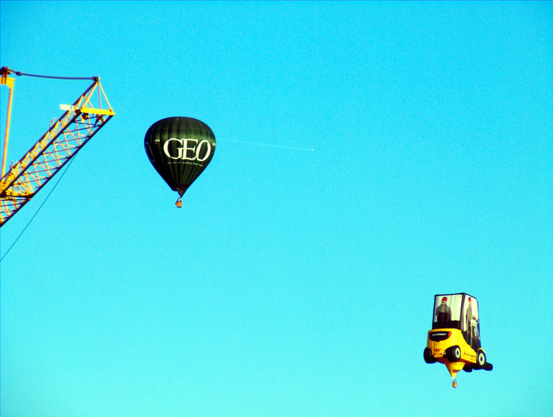 Gabelstapler - Heissluftballon mit Kran