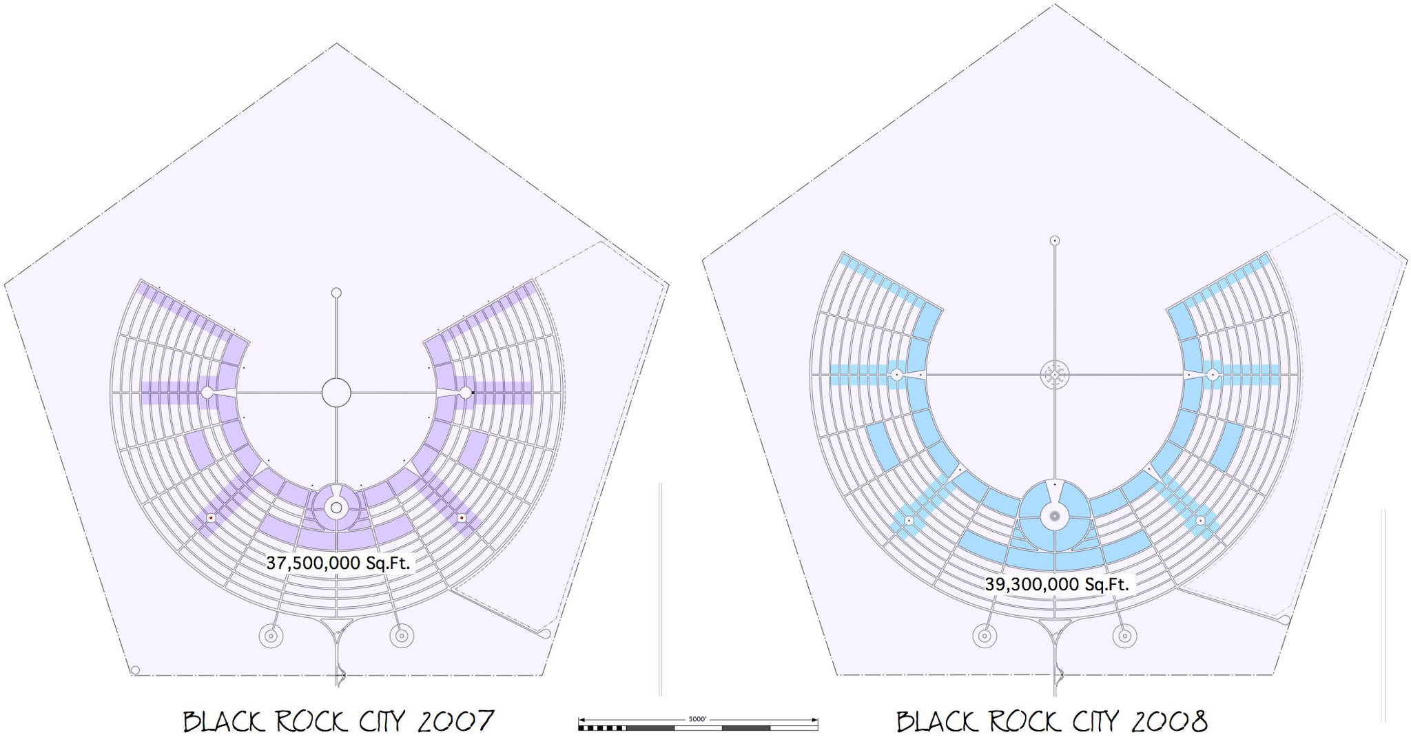 Burning Man 2008 Map Compared to 2007