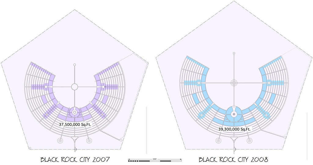 Burning Man 2008 Map Compared to 2007