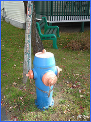 Borne à incendie / Blue hydrant - Blue shower for fire - Dans ma ville  /  Hometown - 12 octobre 2008.