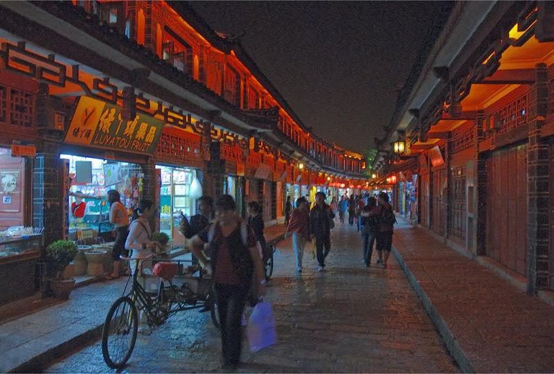 Cobblestone street at evening