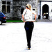 Blonde in tight jeans and high heels - CEGEP spectacular entrance - Hometown /  Dans ma ville - May 7th 2008- Artwork with microsoft editor