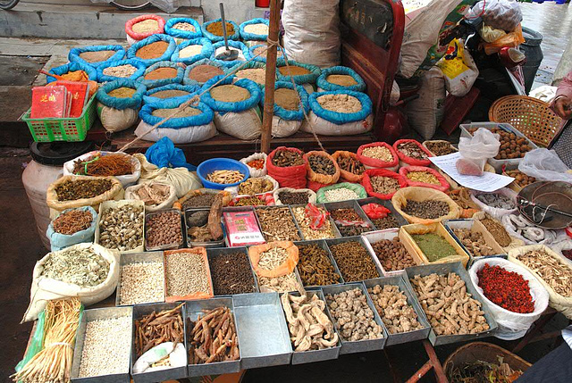 Local spices sold at the market in Xizhou