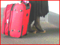 Ponytail Black Lady in wedges -  Brussels airport  / October 19th 2008