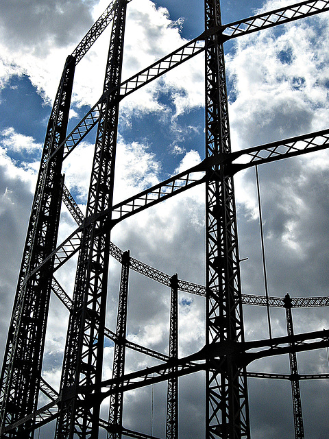 Gasometer and clouds