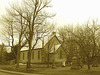 Cimetière et église  / Church and cemetery  -  Ormstown.  Québec, CANADA.  29 mars 2009 - Sepia