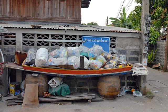 A boat used for garbage