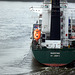 Heckansicht von Feeder-Schiff  Marstan