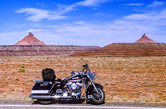 A Harley and two Pyramids
