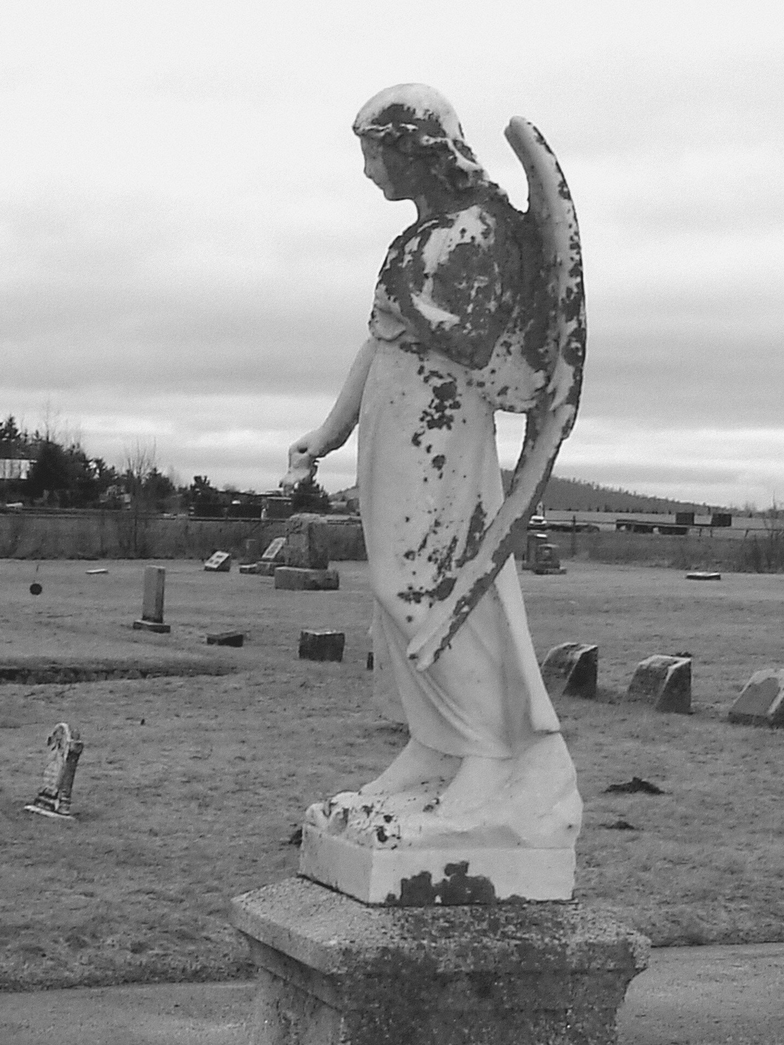 Mountain view cemetery. Saranac lake area.  NY. USA . March 29th 2009-  B & W