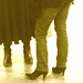 Ultra blonde mature and high heeled booted  readhead Lady-   Brussels airport /  19-10-2008 - Sepia extrême.