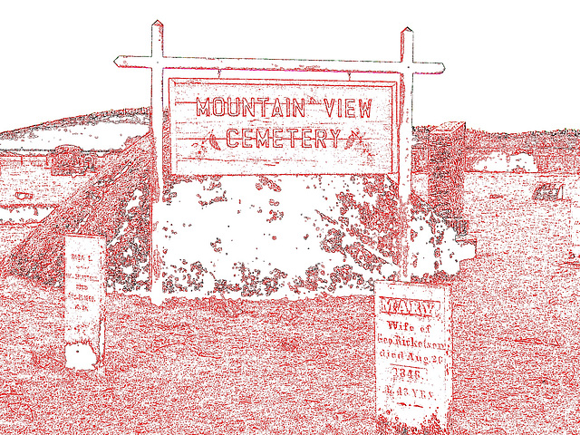 Mountain view cemetery. Saranac lake area.  NY. USA . March 29th 2009 - Contours de couleurs et couleurs ravivées