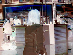 White blouse Lady in stiletto heels - Brussels airport /  19-10-2008   - Negatif