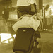 White blouse Lady in stiletto heels - Brussels airport /  19-10-2008- Sepia