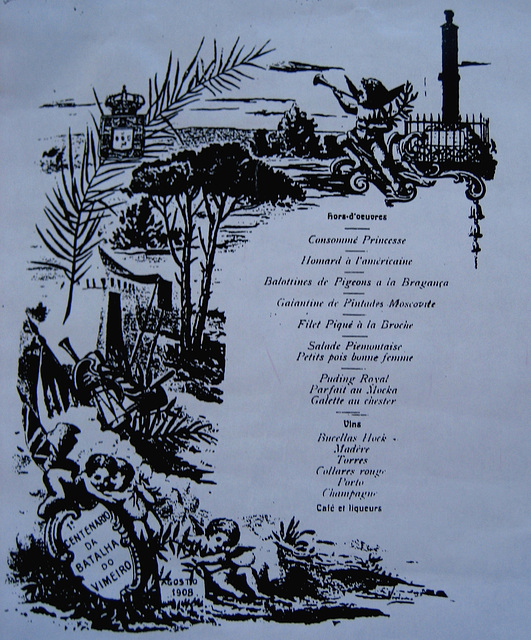 Peninsular War, 1 st Centenary of the Battle of Vimeiro, Royal Lunch Menu (5)