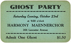 Halloween Ghost Party Ticket, Reading, Pa., 1954