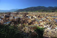 Mekong with low water level caused by reckless Chinese dam projects