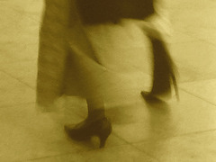 Delta Islamic duo with sexy footwears - Brussels airport . 19-10-2008  - Sepia