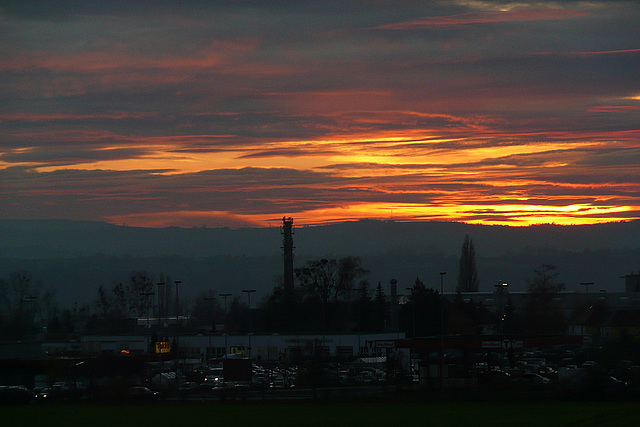 Sonnenuntergang über Pirna und dem Osterzgebirge