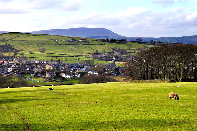 Pendle Hill and Trawden village.