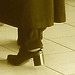 Lady  76 - Chubby black blond Lady in chunky heeled shoes /  Brussels airport - October 19th 2008 - Sepia