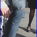 Dame blonde et mature avec jeans sexy -Short blond mature with a nice denim bum on flats- Montreal airport- October 18th 2008